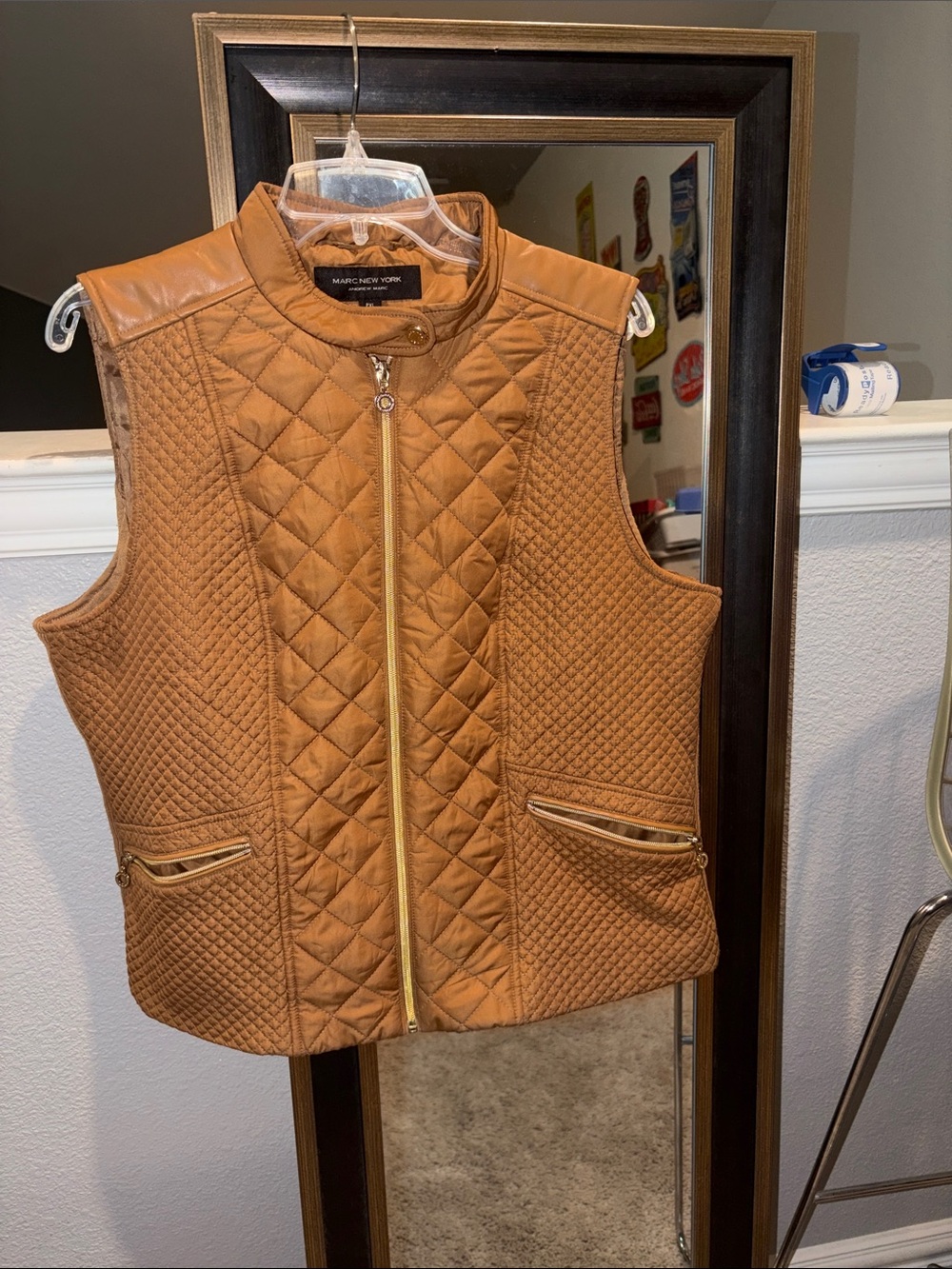 Marc New York Quilted Vest in Camel Brown